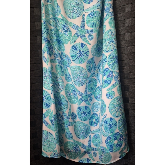 Lily Pulitzer | Inna Shells Print Halter Maxi Dress - White/Blue/Green - Picture 8 of 15